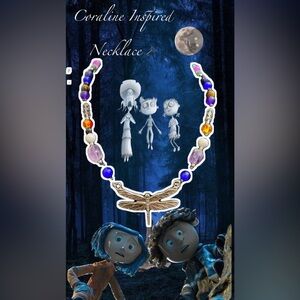 coraline inspired handmade beaded necklace 🕷️